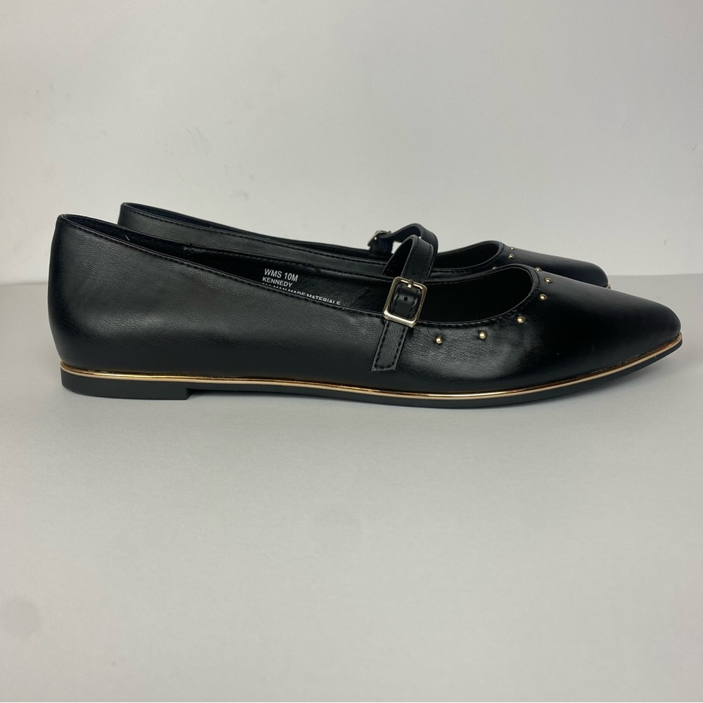Report flats vegan leather  Mary Jane’s Kennedy Sisz 10 black and gold new
